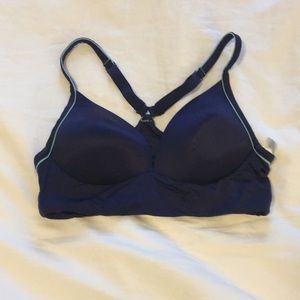 Blue satin lounge bra